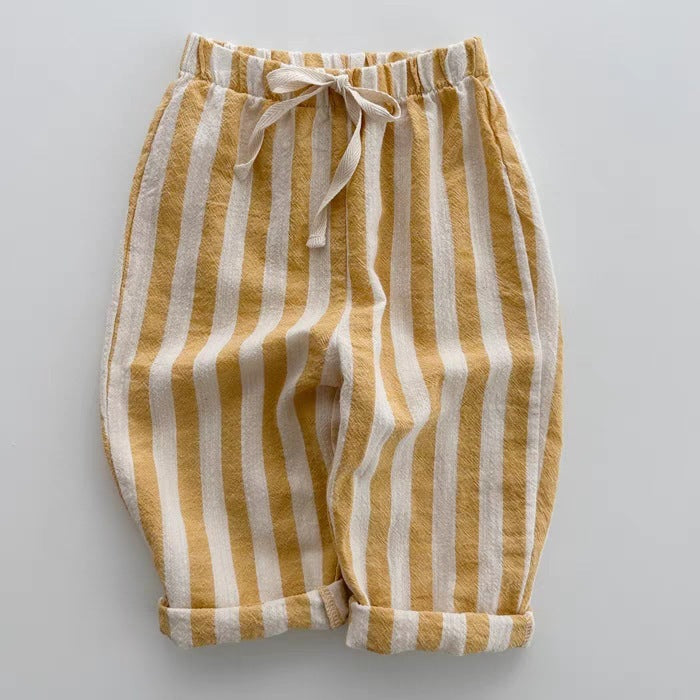 Striped Cotton Trousers - Unisex Casual Pants