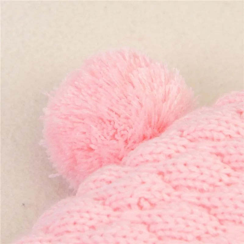 Knitted Baby Romper with Bear Ears - Sherpa-lined