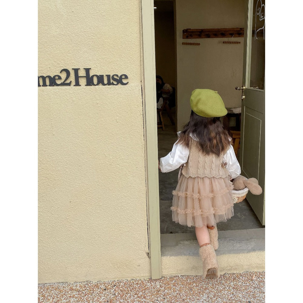 Girls Cable Knit Sweater Vest