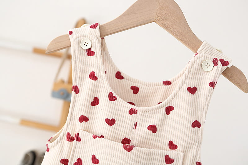 Kids Corduroy Heart Print Overalls