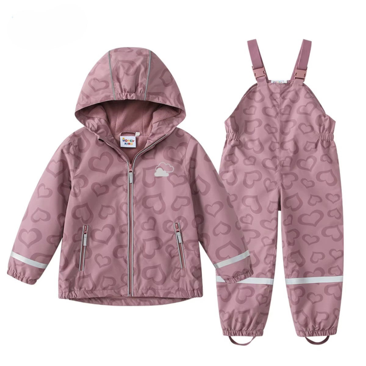 Kids Heart Print Rain Suit