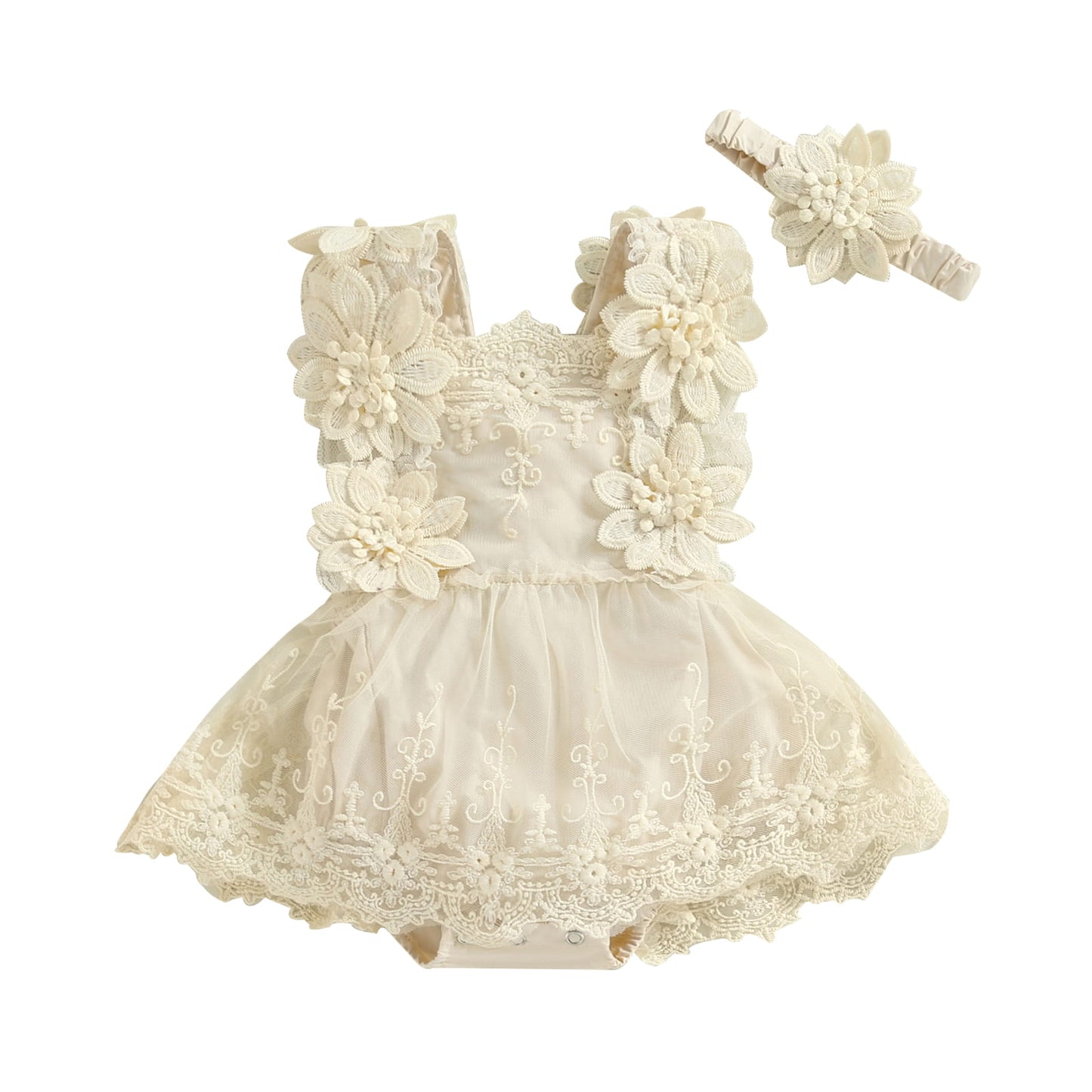 Baby Girl Birthday Embroidery Romper Dress – Sweet, Dressy & with Headband