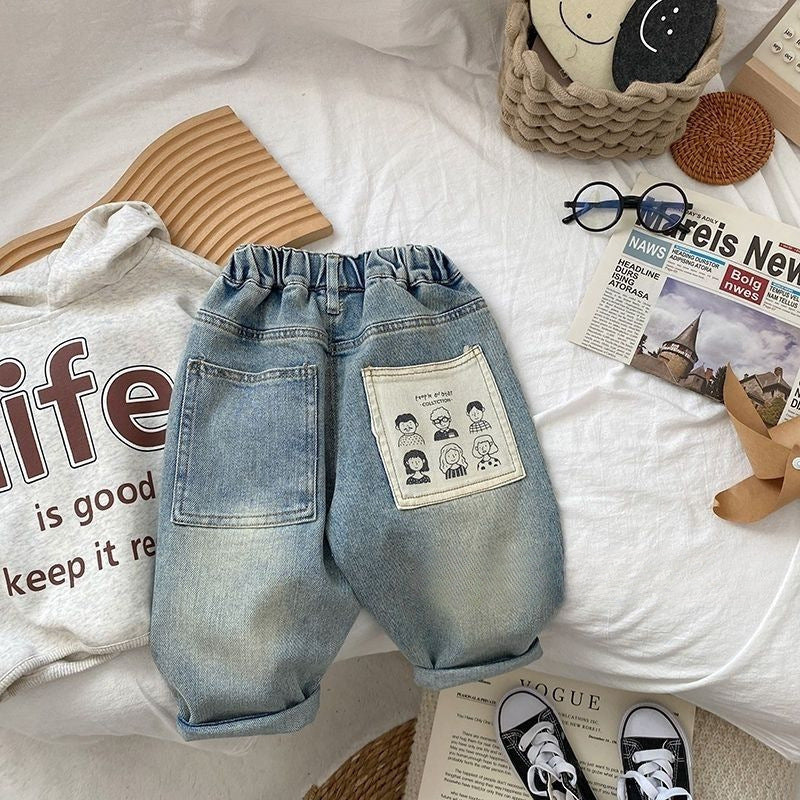 Printed Jeans – Casual Denim with Back Pocket