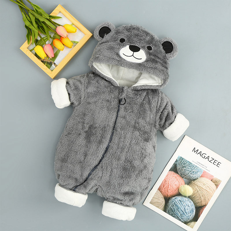 Super Soft & Warm Baby Bear Hooded Onesie – Plush Winter Jumpsuit