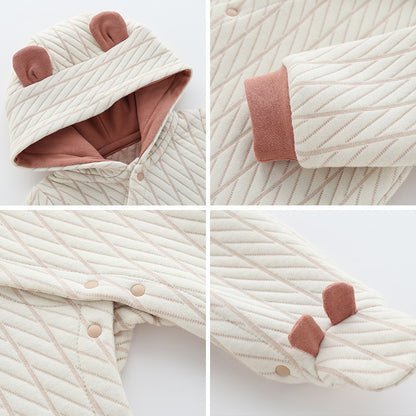Hooded Long‑Sleeve Jumpsuit with Bear Ears