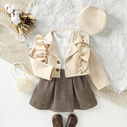 Girls' Clothing Set with Plaid Skirt