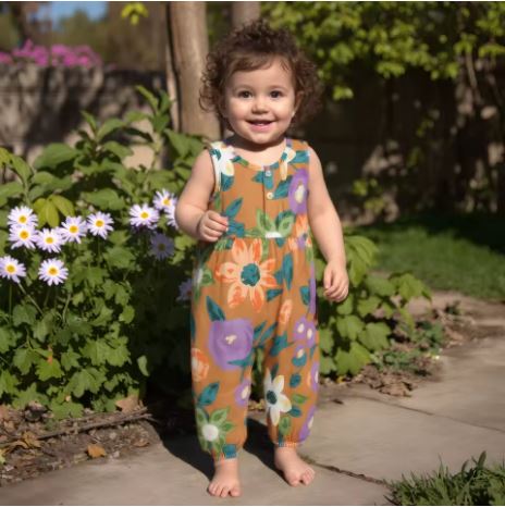 Baby Girl Floral Summer Sleeveless Jumpsuit