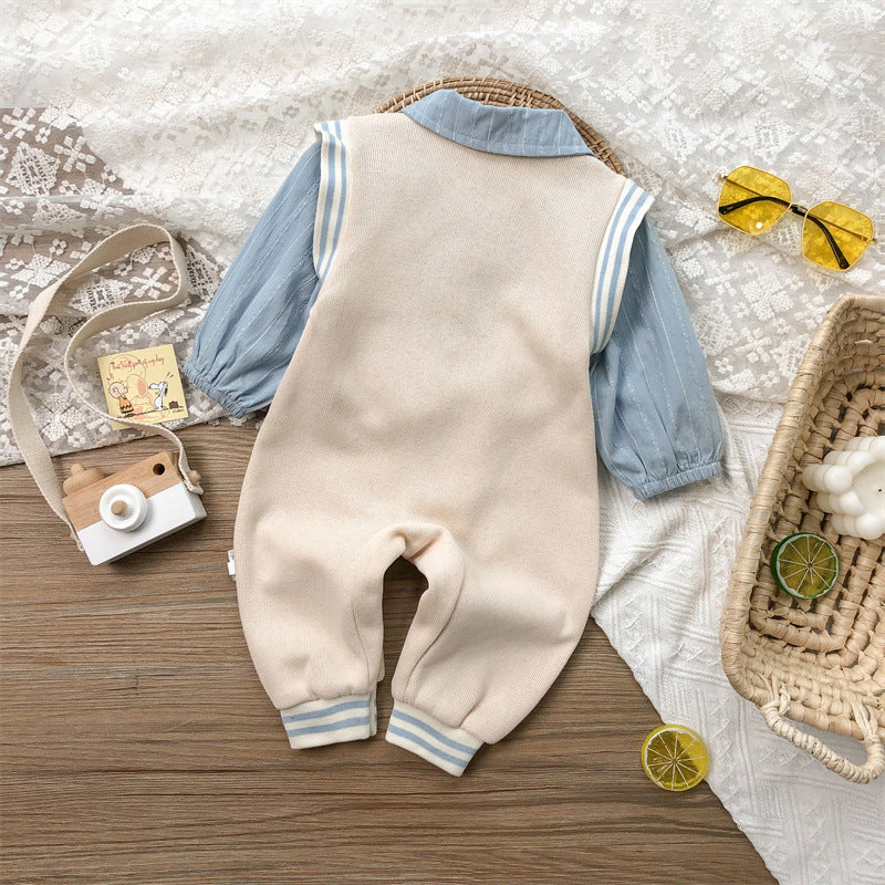Baby Boy Long Sleeve Jumpsuit with Bowtie