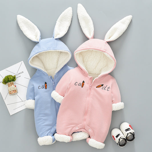Bunny-Ear Baby Winter Jumpsuit