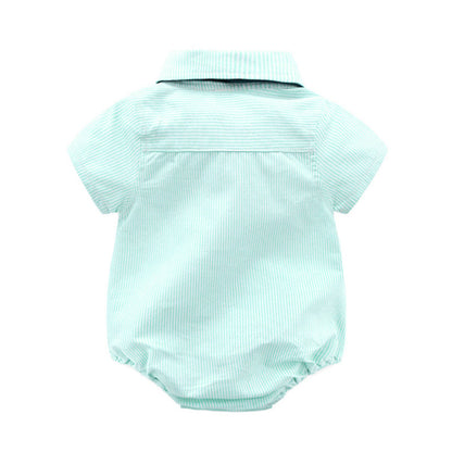 Gentlemen Bubble Romper with Detachable Cap & Suspenders