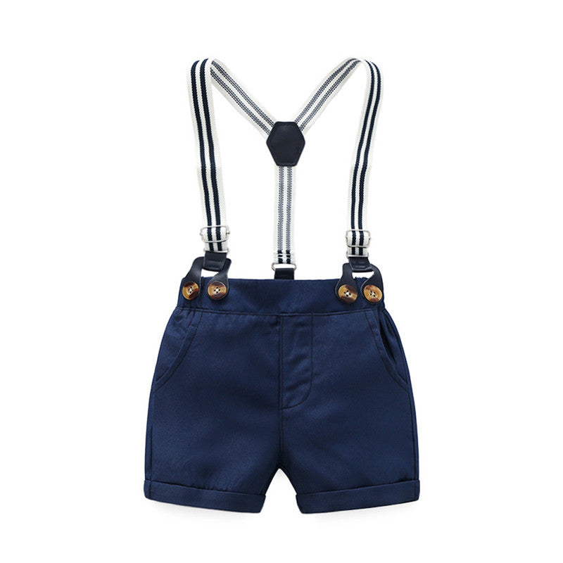 Gentlemen Bubble Romper with Detachable Cap & Suspenders