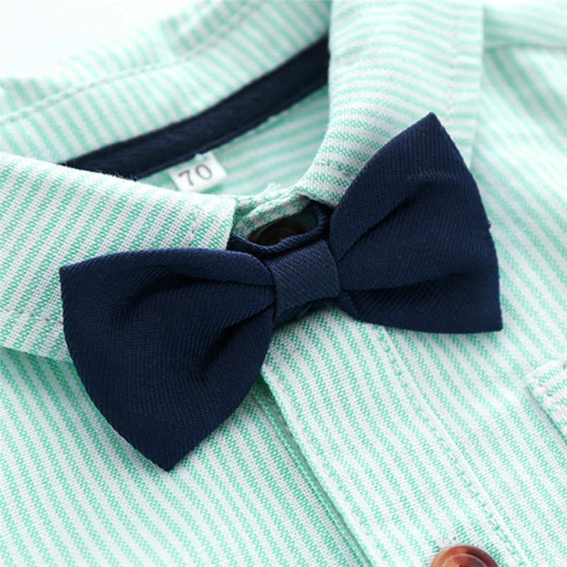 Gentlemen Bubble Romper with Detachable Cap & Suspenders