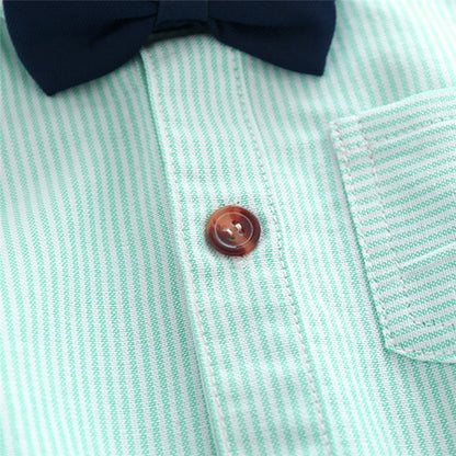 Gentlemen Bubble Romper with Detachable Cap & Suspenders