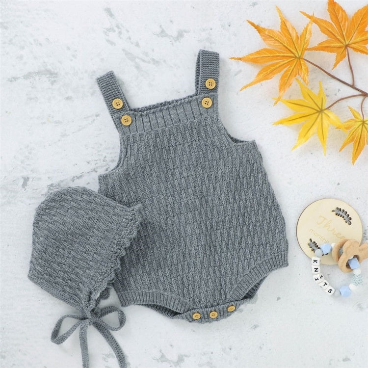 Newborn Knitted Romper & Bonnet Set