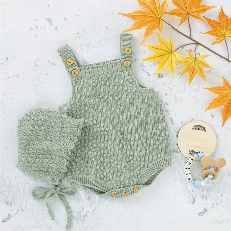 Newborn Knitted Romper & Bonnet Set