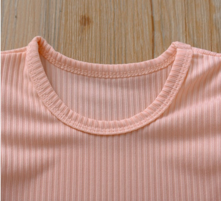 Ribbed Ruffle Short Sleeve Baby Bodysuit