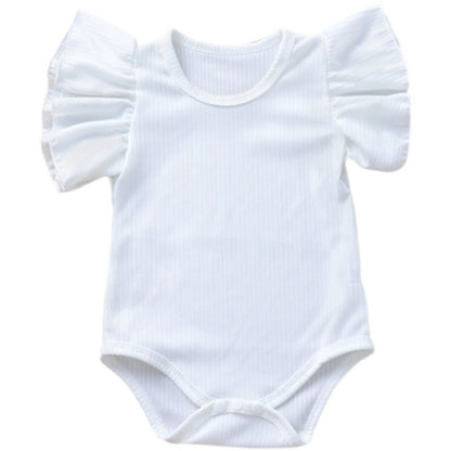 Ribbed Ruffle Short Sleeve Baby Bodysuit