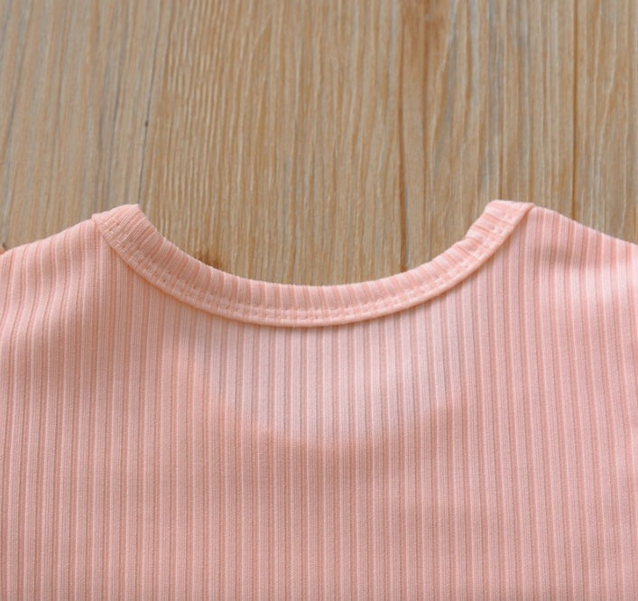 Ribbed Ruffle Short Sleeve Baby Bodysuit