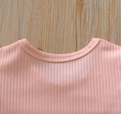 Ribbed Ruffle Short Sleeve Baby Bodysuit