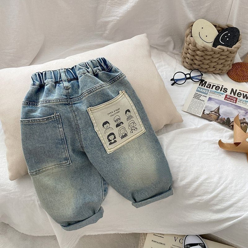 Printed Jeans – Casual Denim with Back Pocket