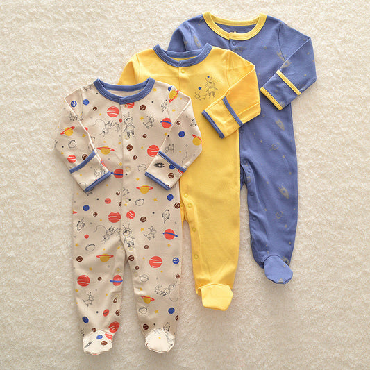 Baby Boy Onesie 3-Pack – Soft Cotton Long Sleeve Rompers for Boys