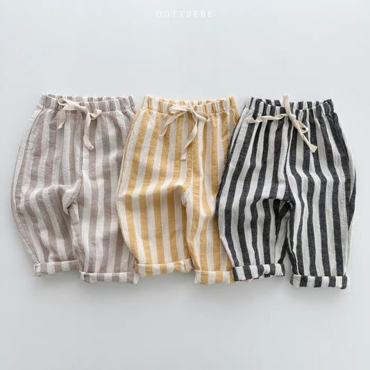 Striped Cotton Trousers - Unisex Casual Pants