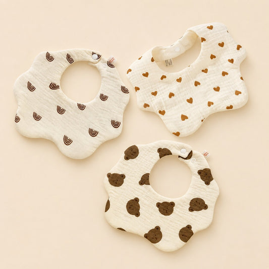 3-Pack Organic Cotton Baby Bib Set – Soft Absorbent Feeding & Drool Bibs