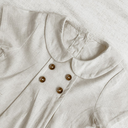 Baby Girl Cotton Romper – Short Sleeve Jumpsuit Peter Pan Collar