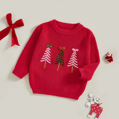 Baby & Toddler Girls Tree Knit Pullover Sweater