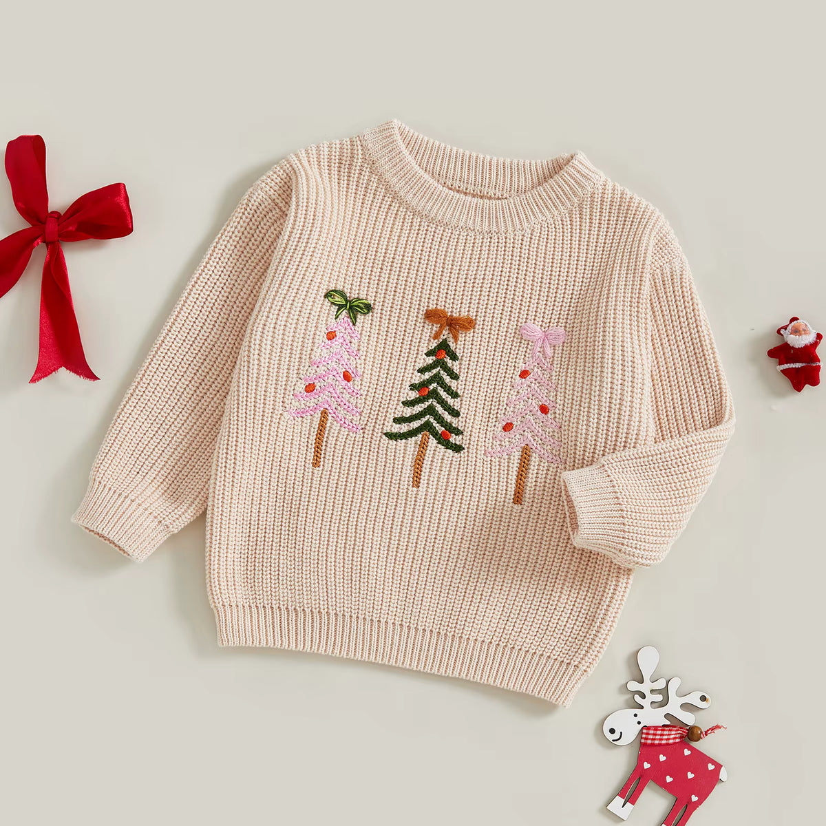 Baby & Toddler Girls Tree Knit Pullover Sweater