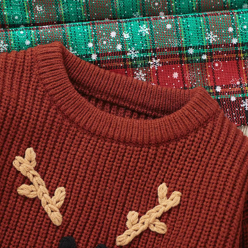 Baby & Toddler Reindeer Embroidered Knit Pullover