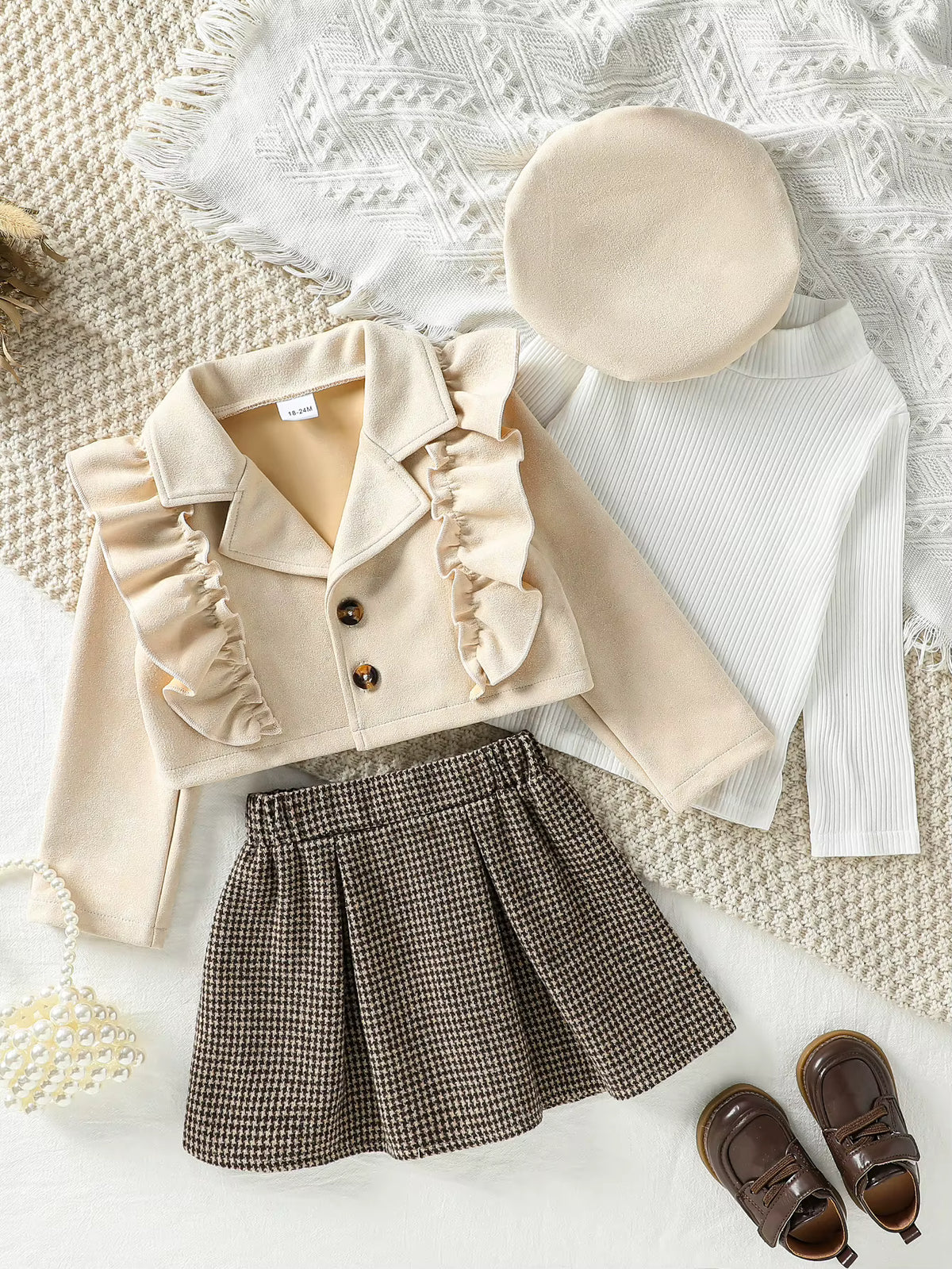 Girls' Clothing Set with Plaid Skirt