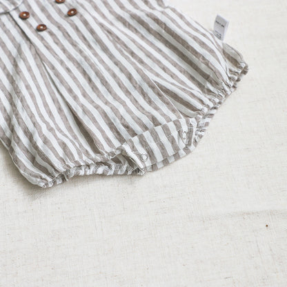 Baby Girl Cotton Romper – Short Sleeve Jumpsuit Peter Pan Collar