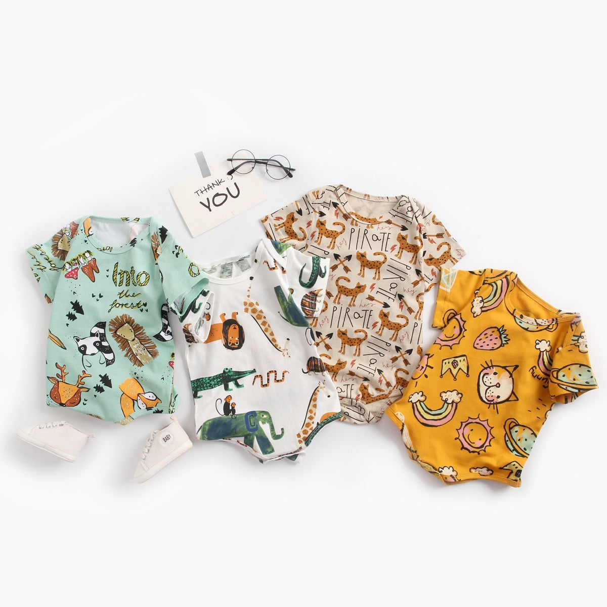 Cartoon Triangle Climbing Baby Romper – Unisex