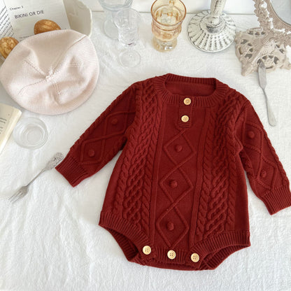 Twist Texture Long-Sleeve Romper
