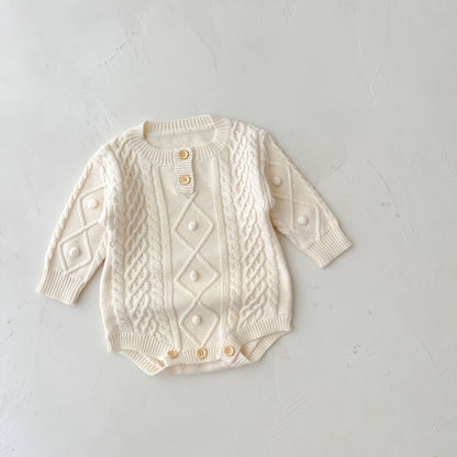 Twist Texture Long-Sleeve Romper