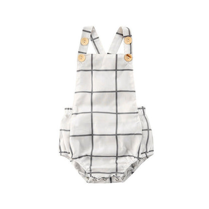 Patterned Flannel Sleeveless Bubble Romper – Cake Style