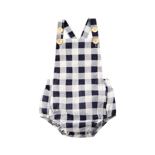 Patterned Flannel Sleeveless Bubble Romper – Cake Style