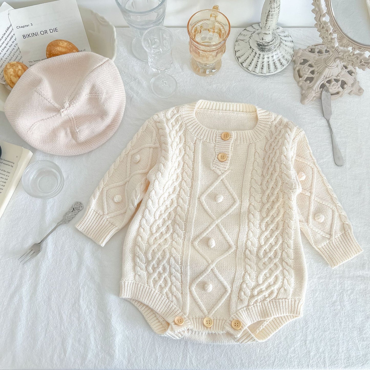 Twist Texture Long-Sleeve Romper