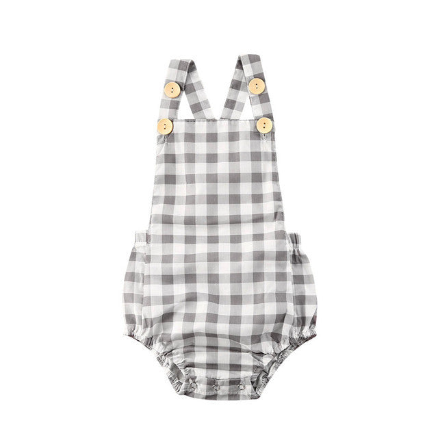Patterned Flannel Sleeveless Bubble Romper – Cake Style