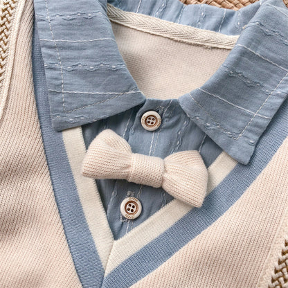 Baby Boy Long Sleeve Jumpsuit with Bowtie