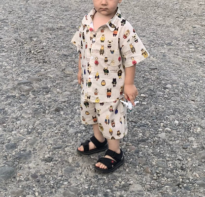 Toddler Boys Cartoon Shirt and Shorts Set