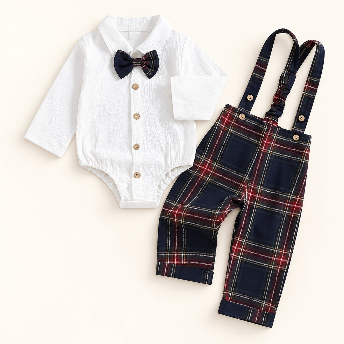 Baby 3-Piece Collared Romper Set