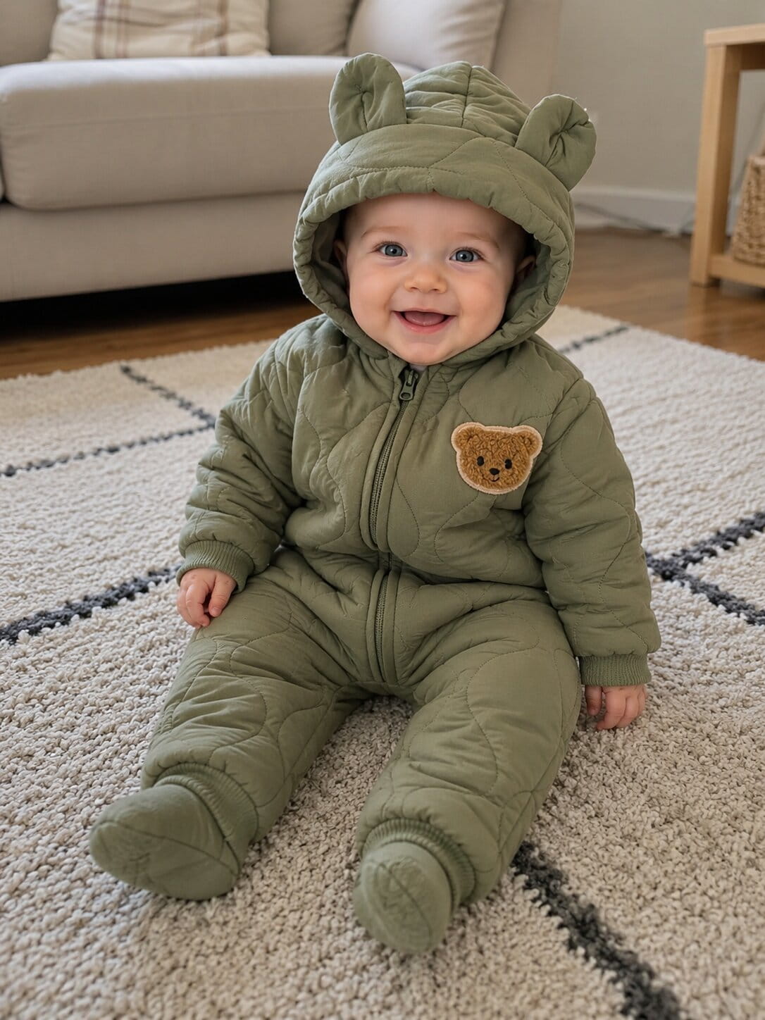 Baby Bear Ear Winter Snowsuit Romper