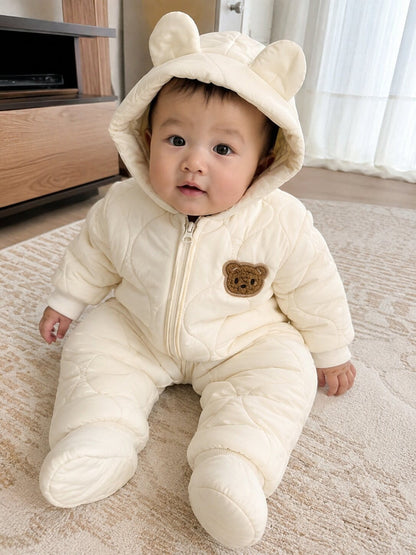 Baby Bear Ear Winter Snowsuit Romper