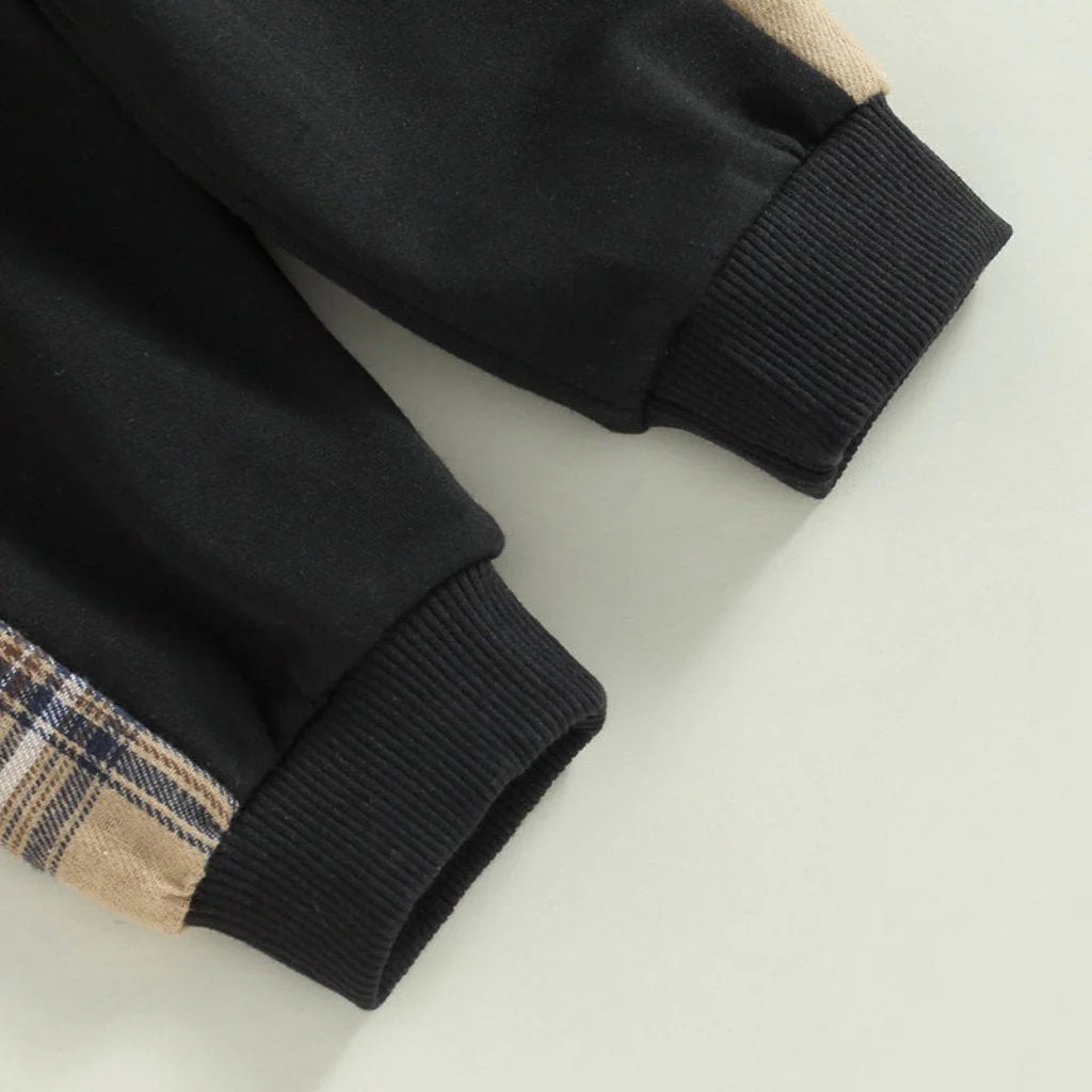 Baby Bear Plaid Sweatshirt Outfit Set