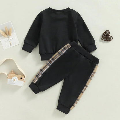 Baby Bear Plaid Sweatshirt Outfit Set