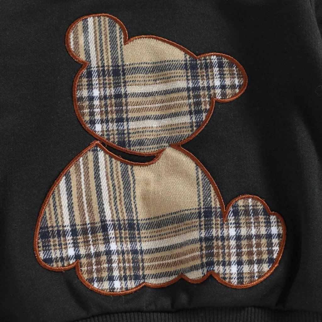 Baby Bear Plaid Sweatshirt Outfit Set