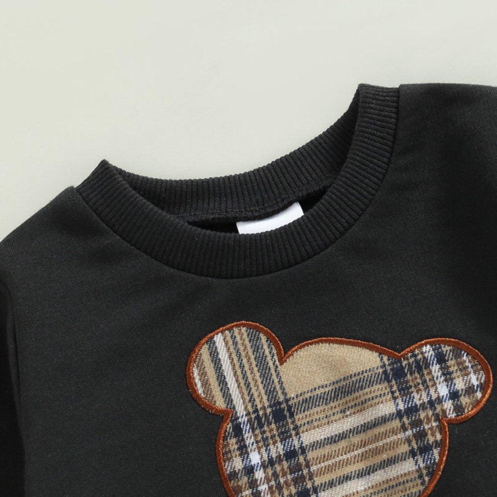 Baby Bear Plaid Sweatshirt Outfit Set