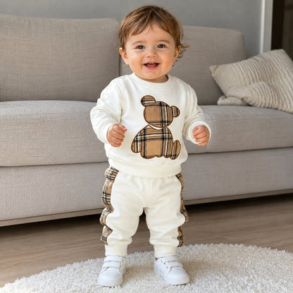 Baby Bear Plaid Sweatshirt Outfit Set